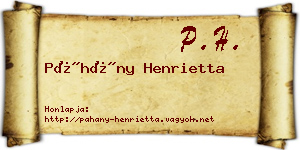 Páhány Henrietta névjegykártya