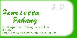 henrietta pahany business card